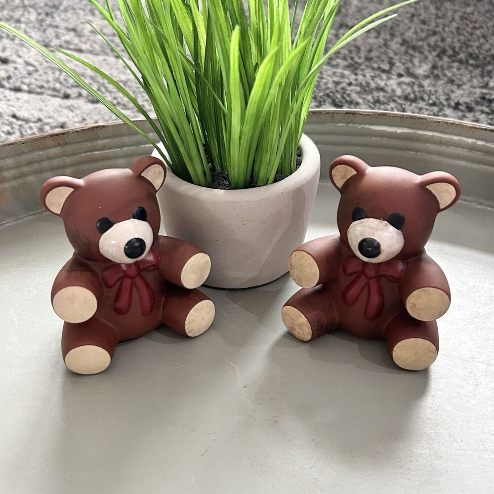 Vintage 1985 2piece Squeaky Toy PVC Teddy Bear Ross Laboratories Similac Figures